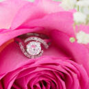 Custom diamond halo engagement ring in rose flower