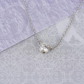 Modern White Gold Necklace with Round Brilliant Diamond front view fancy