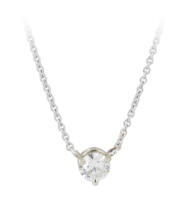 Floating Diamond Collection : Modern White Gold Necklace with Round Brilliant Diamond front view