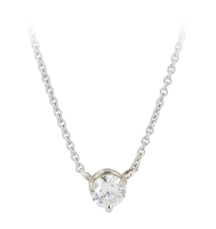 Modern White Gold Necklace with Round Brilliant Diamond