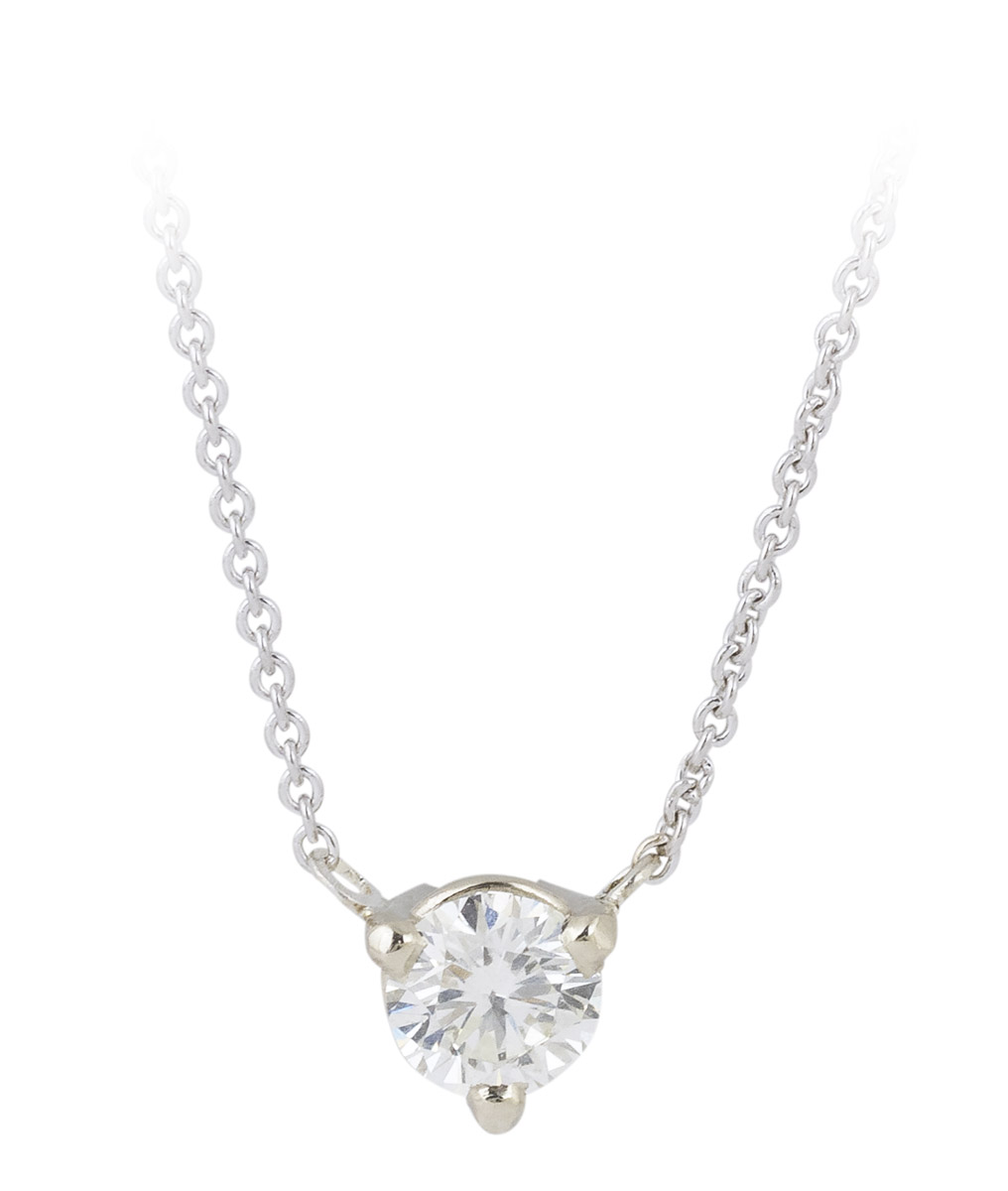 14K Solid White Gold Minimalist Diamond Heart Necklace – LTB JEWELRY