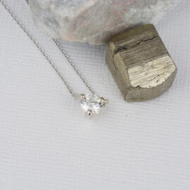 Simple Diamond Necklace in White Gold front fancy