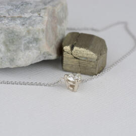 Simple Diamond Necklace in White Gold side fancy