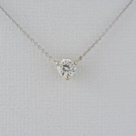 Simple Diamond Necklace in White Gold front fancy simple