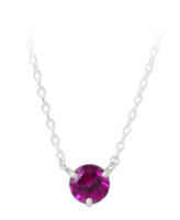 Pink Spinel in Minimalist Sterling Silver Necklace front view