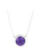 Round Amethyst in Sterling Silver Bezel Necklace front view