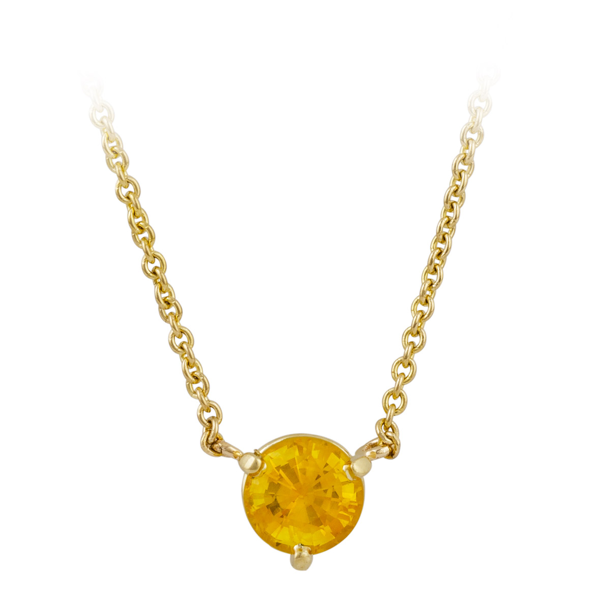 Three Stone Colored Sapphire Pendant Necklace 14K Yellow Gold