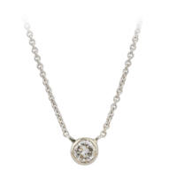 White Gold Necklace with Round Brilliant Diamond front view