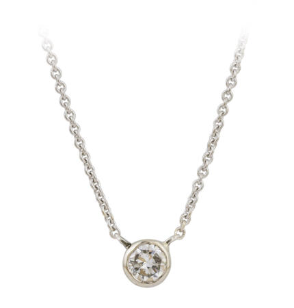 White Gold Necklace with Round Brilliant Diamond