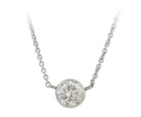 Round Brilliant Diamond in White Gold Necklace front view