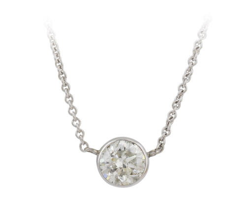 Round Brilliant Diamond in White Gold Necklace