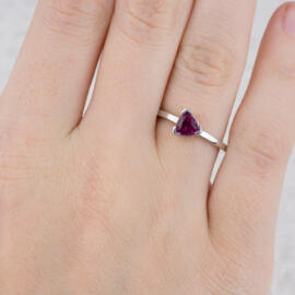 California Tourmaline : Simple Trillion Solitaire Ring hand