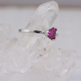 California Tourmaline : Simple Trillion Solitaire Ring side view fancy