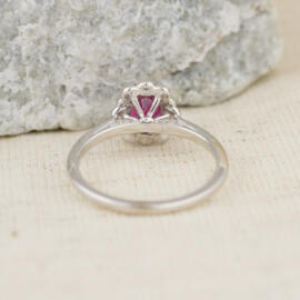 California Tourmaline : Vintage Style Halo Ring with Diamond Accents back view fancy