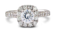 Low Profile Cushion Halo Diamond Engagement Ring top view