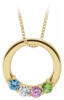 Mother circle necklace with 4 gemstones in yellow metal
