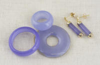 Loose pieces of lavender purple jade and jade earrings