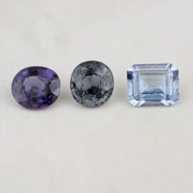 Purple blue and gray loose spinel gems