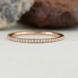 thin rose gold diamond band front decorative