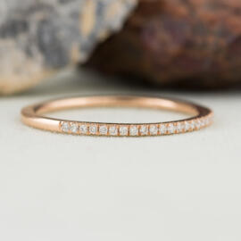 thin rose gold diamond band side decorative