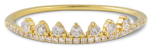 Yellow Gold Crown Stackable Band with Diamonds