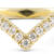 Deep V yellow gold band with diamonds front white background