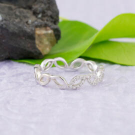 fancy background side angle diamond open leaf band