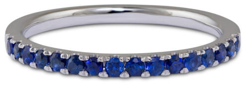 Round Blue Sapphire Stackable Band in White Gold