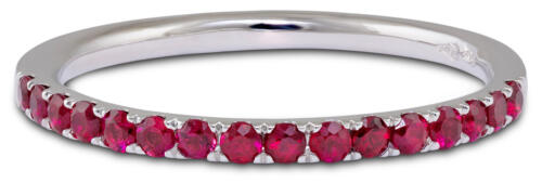 Low Profile Round Ruby Stackable Band in White Gold