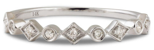 Bezel Set Diamond and Kite Stackable Band