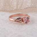 side angle rose gold morganite knot ring