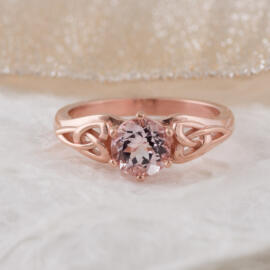 rose gold morganite knot ring front angle