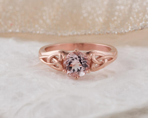 rose gold morganite knot ring front angle