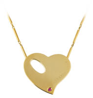 roberto coin yellow gold open heart necklace front view