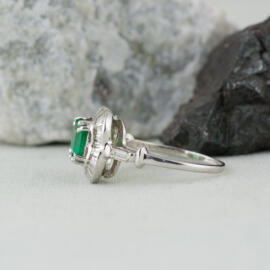 fancy background square emerald baguette halo right side view