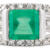 split shank diamond and emerald ring front view