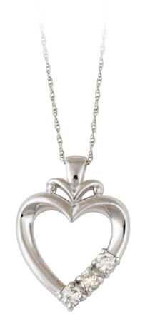 Three Stone Diamond Heart Pendant