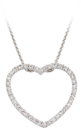 Open Diamond Diamond Heart Slide Pendant