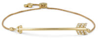 yellow gold arrow slider bracelet front view