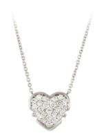 pave diamond heart necklace white gold front angle