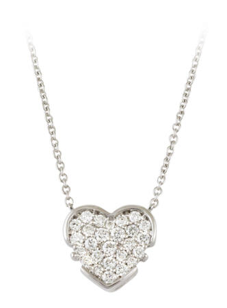 Pave Diamond Heart Stationary Pendant