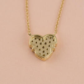back angle yellow gold fancy background stationary heart necklace
