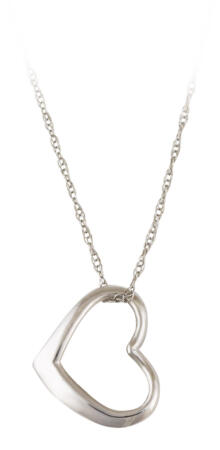 Simple Heart Charm Pendant in 14k White Gold