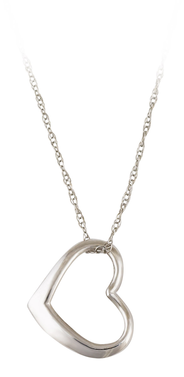 14K White Gold Heart Pendant