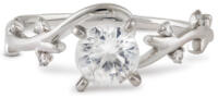 bypass white gold diamond branch ring front view