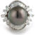 black pearl and diamond ring front view