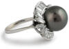 side view black pearl and diamond ring