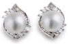 pearl diamond earrings front view