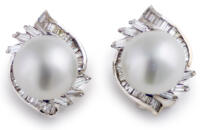 pearl diamond earrings front view