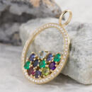 side view circle gemstone diamond mothers pendant